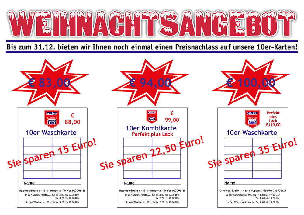 Weihnachtsangebot: bis zu 35 Euro sparen bei unseren 10er-Karten
