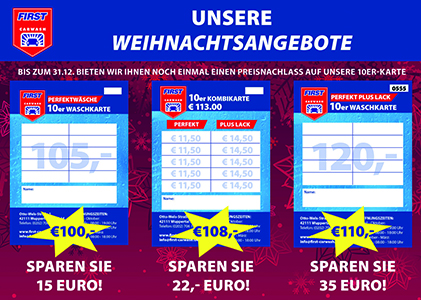Weihnachtsangebot: bis zu 35 Euro sparen bei unseren 10er-Karten